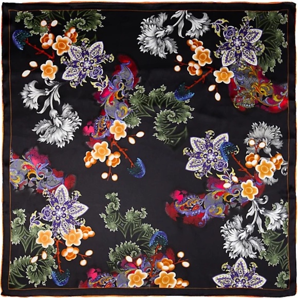 Wyoming Traders Wild Rag Charmeuse Black Mystery Western Silk Scarf - 34.5" - Picture 1 of 1